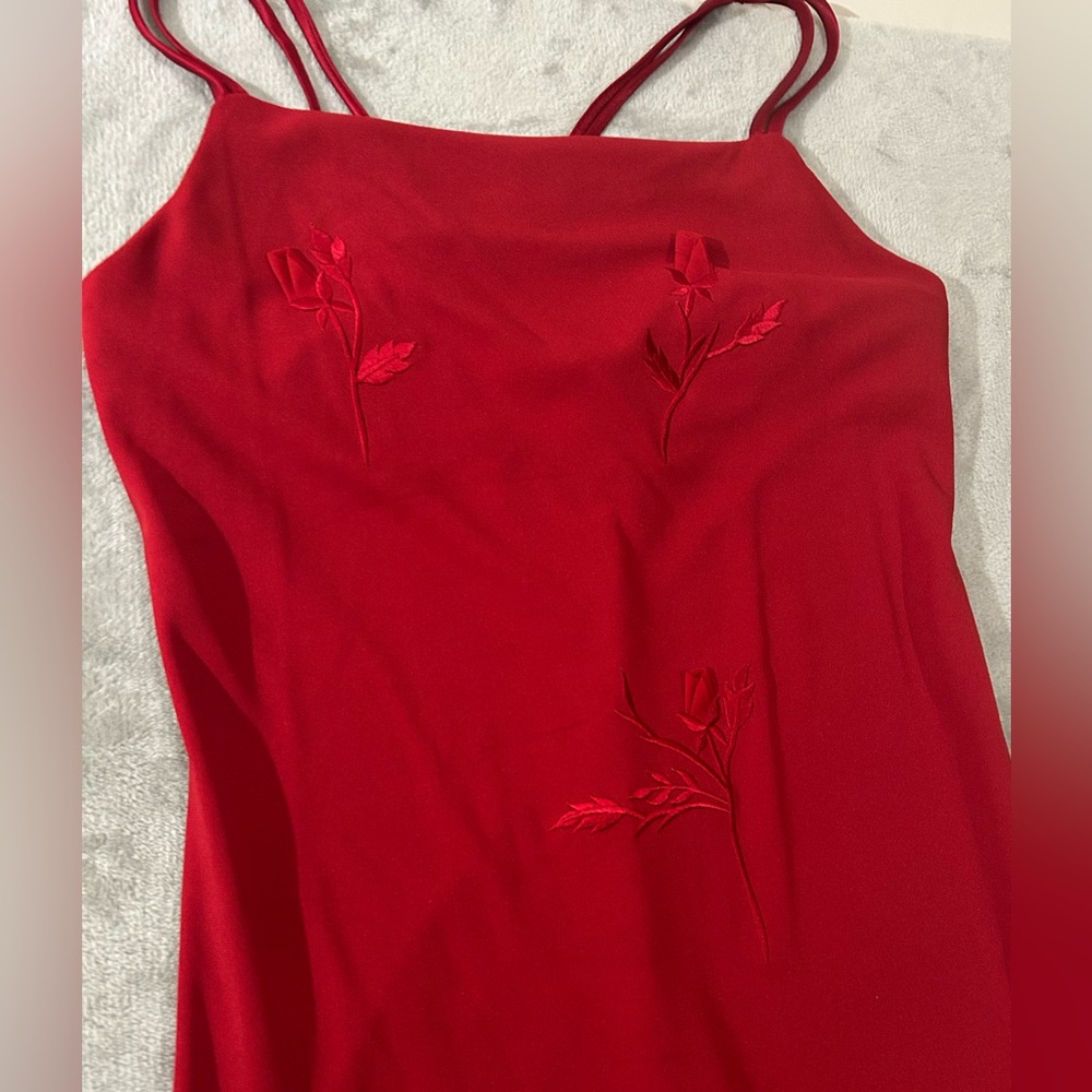 Vintage City triangles square neck maxi floral red dress - Picture 4 of 15